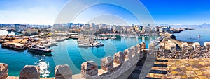 View of Heraklion harbour from the old venetian fort Koule, Crete, Greece