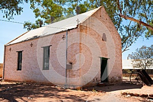 View of the Hermannsburg Lutheran church in outback Australia