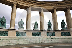 View of the Heroes Square in Budapest