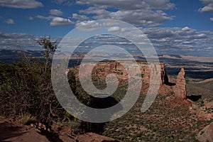 View down a red rock canyon in Colorado National Monument