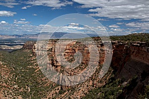 View down a red rock canyon in Colorado National Monument