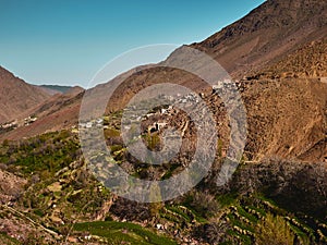 View of High Atlas mountain village Tacheddirt