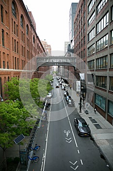 View of the High Line streets in Chelsea, New York. May 2019