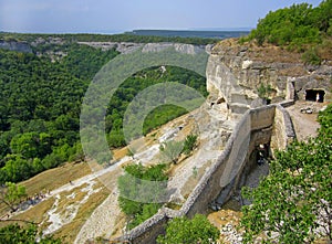 View from high place to defensive wall of fortress.