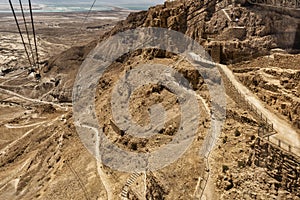 View from a high point of view over Mount Massada Israel