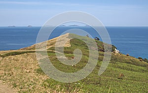 View from a high promontory on islands in the sea photo