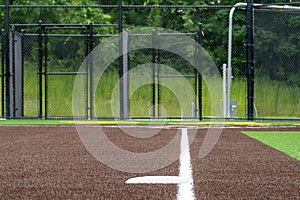 View of high school synthetic turf softball field