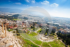 View from high spot Theatro Dionisou in Athens photo