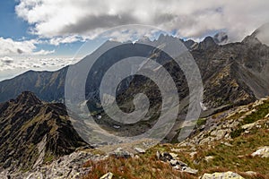 View on high Tatra Mountains from Jahnaci stit peak, Slovakia, Europe