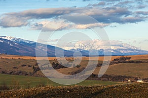 View of the High Tatras from Liptovsky Mikulas,Slovakia.