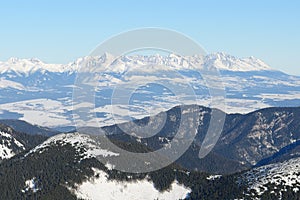 The view on High Tatras mountains in Jasna Low Tatras