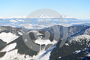 The view on High Tatras mountains in Jasna Low Tatras