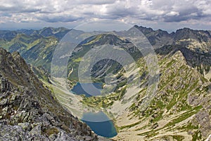 View of High Tatras mountains and tarns