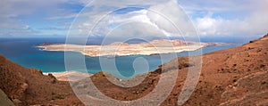 View from a high viewpoint at Lanzarote on the island la graciosa