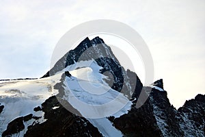 View of the highest austrian mountain Grossglockner. An alpine mountain landscape photo