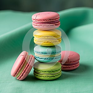 View highlights the macarons' characteristic glossy shells with
