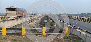 View of highway darbhanga to phulprash at one bridge in jhanjharpur madhubani bihar india