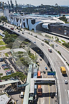 View of the highway seen from Singapore Cable Car