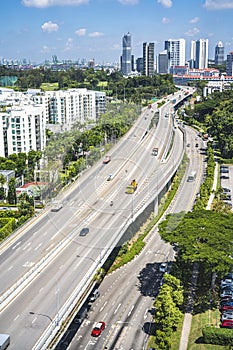 View of the highway seen from Singapore Cable Car