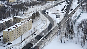 View of the highways of St. Petersburg in winter