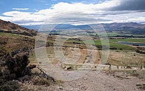 A view from the hike to Mt Pisa near Cromwell in New Zealand on a sunny day