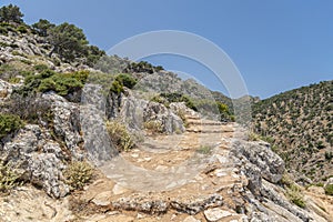 View of the hiking trail from Gouverneto Monastery to The Monastery Katholiko