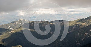 View from hiking trail between sedlo Polany and Tri vody in autumn Nizke Tatry mountains in Slovakia