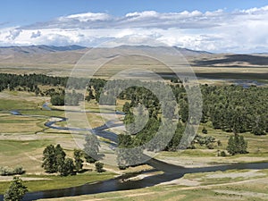 View from the hill in Arkhangai province in Mongolia