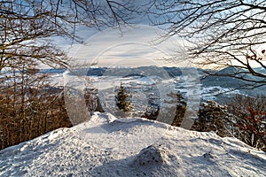 View from hill Cebrat in Great Fatra mountains on town Ruzomberok at SLovakia