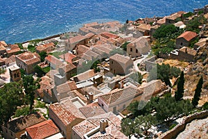 View from hill in Monemvasia, Greece