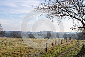 View from hill near Dutch town of Markelo, near German border, in winter