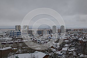 View from the hill to the winter city of Khanty-Mansiysk