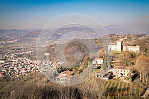 View of the hills of Montecchio Maggiore Vicenza, Italy.