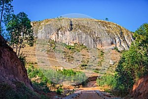 view of hills and mountains along main Madagascar road