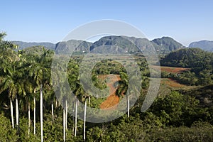 View of hills and mountains in Vinales, Cuba
