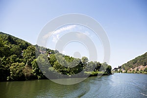 View on a hills at the neckar riverbank in heidelberg germany