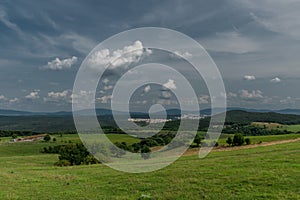 View from hills over Kosice city in east Slovakia in summer day