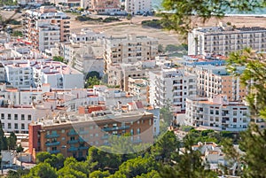 View from the hills into St Antoni de Portmany & surrounding area in Ibiza.