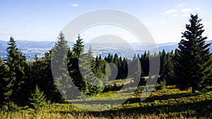 View from the hills during sunny day. Slovakia