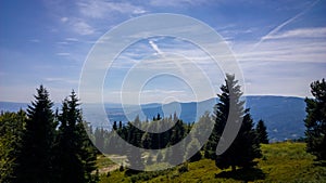 View from the hills during sunny day. Slovakia