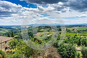 view of the hills of tuscany region ,italy