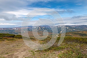 View of the hills and valleys the volcano Vilyuchinskaya Sopka Kamchatka.