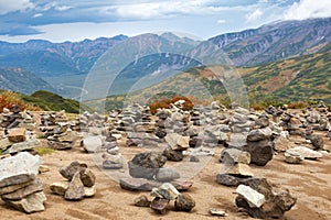 View of the hills and valleys the volcano Vilyuchinskaya Sopka Kamchatka.