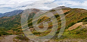 View of the hills and valleys the volcano Vilyuchinskaya Sopka Kamchatka.