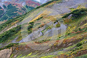 View of the hills and valleys the volcano Vilyuchinskaya Sopka Kamchatka.