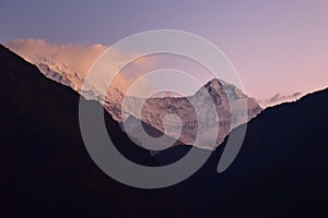 View of Himalaya snow mountain from Ulleri, Nepal