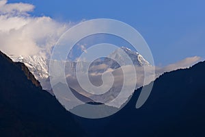 View of Himalaya snow mountain from Ulleri, Nepal