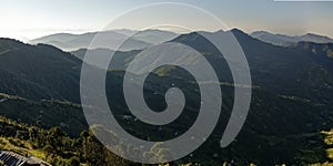 View of a Himalayan mountain and valley at early morning time