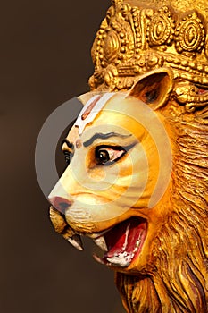 View of Hindu god Narasimhan idol in a temple