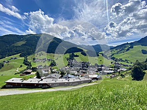 View on Hinterglemm on a summer day in the Alps at Saalbach-Hinterglemm, Austria photo